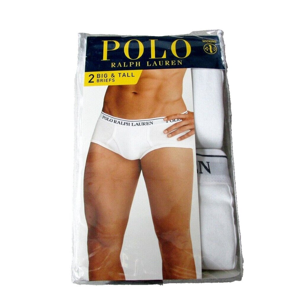 NEW Polo Ralph Lauren Men's 2-Pack Big & Tall Mid-Rise Briefs 4XL  White